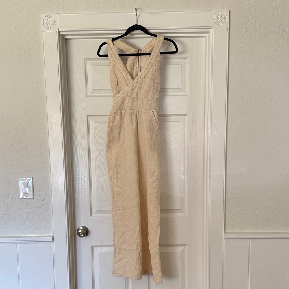 Anthropologie Beige Sleeveless Jumpsuit